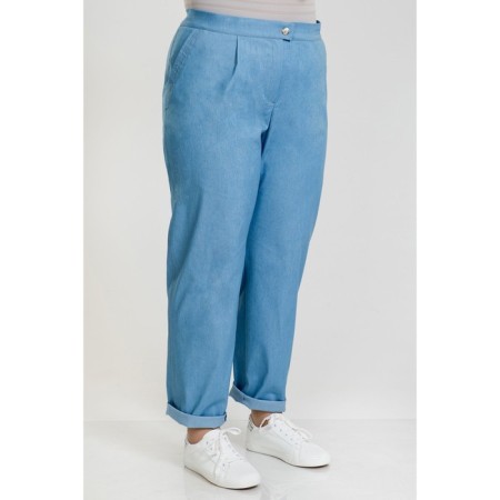 Female trousers, size 66, blue color-5