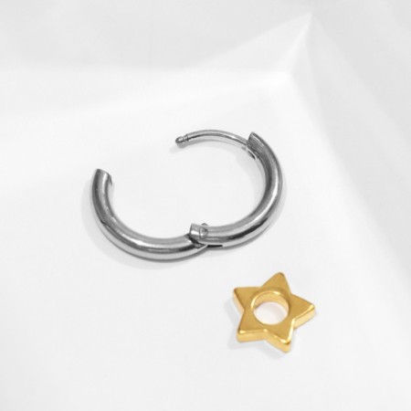 Piercing in the ear "Ring" star, d = 12 mm, silver-golden color-2