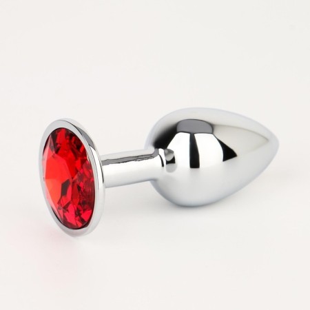 Anal traffic jam-hoods, silver, red crystal, d = 28 mm-1