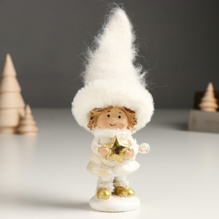 Souvenir Polystone "Baby in a white outfit with a snowflake, with a candy/star" MIX 6x5x16 cm-1