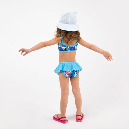 Separate swimsuit, blue/flamingos color, height 110 cm-4