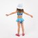 Separate swimsuit, blue/flamingos color, height 110 cm