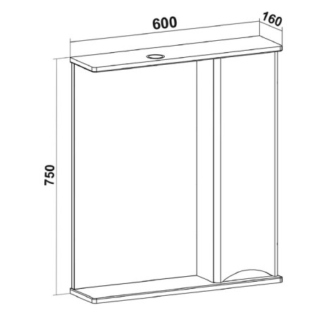 Bathroom mirror "Athena 60" right, 16 x 60 x 80 cm-2
