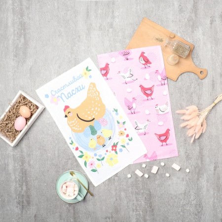 Set of kitchen. Flight of the Dolyana "Happy Easter" 2 pcs, 28x46 cm, mobbled, 100% HL, 160g/m2-8