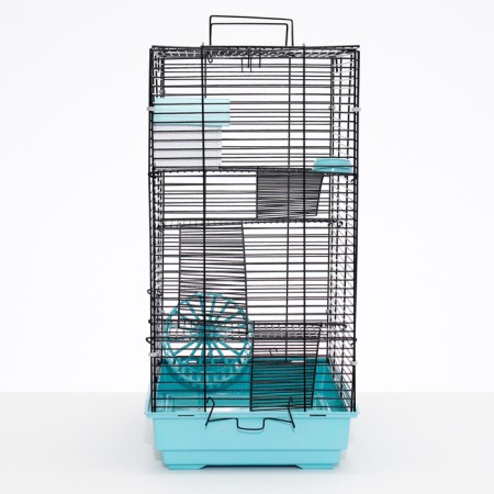 The cage for rodents "Pigzon" No. 5, with 3 floors, equipped, 41 x 30 x 58 cm, turquoise-4