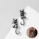 Earrings Metal "kittens" tailed, color black silver