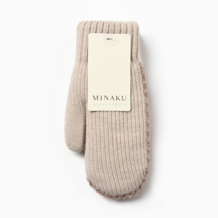 Women's mittens minku, beige color, 22 cm-3