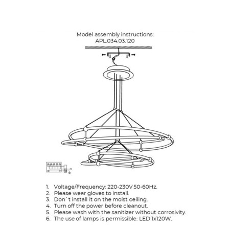 Suspended chandelier Diana LED 4000K 120W-9