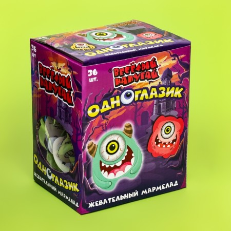 Chewing marmalade "one -eyed" in a blister, assorted, box box display, 7 g-1