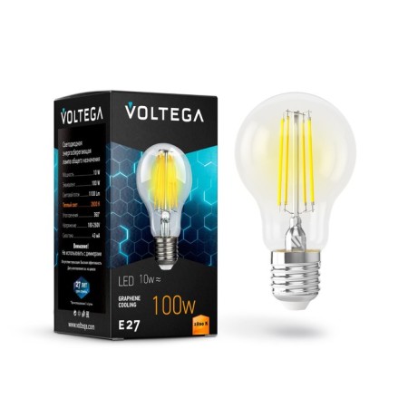 VOLTEGA 7102, 10W, 6x6x11 cm lamp, E27, 1100LM, 2800K, Color transparent