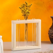 Kashpo wooden 15 × 4 × 15 cm with 3 flasks 