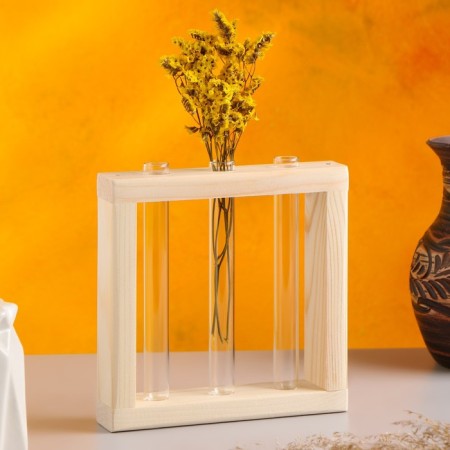Kashpo wooden 15 × 4 × 15 cm with 3 flasks "Mini frame", naturally give beautifully