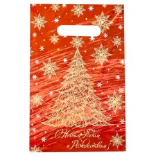 New Year. Polyethylene package with a trim “Christmas tree in the snow”, 19 x 30 cm.