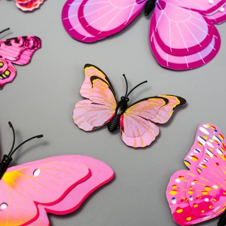 Magnet Plastic "Light pink butterflies" set 12 pcs-1
