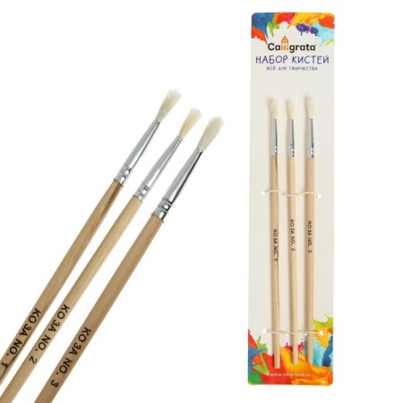 Koz's hand set, 3 pieces (No. 1, 2, 3), round, with wooden handles, in a blister-5