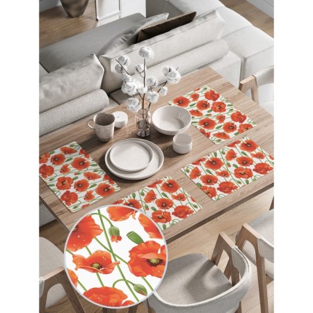 A set of napkins for setting the table "endless poppies", rectangular, rounded edges, size 30x46 cm, 4 pcs-1