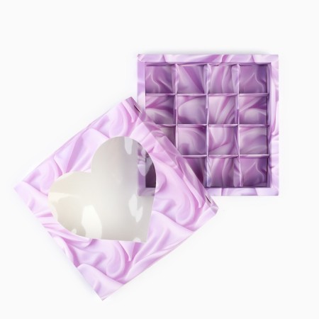 Box for sweets "Silk Heart", 18.9 x 18.9 x 3.8 cm-1