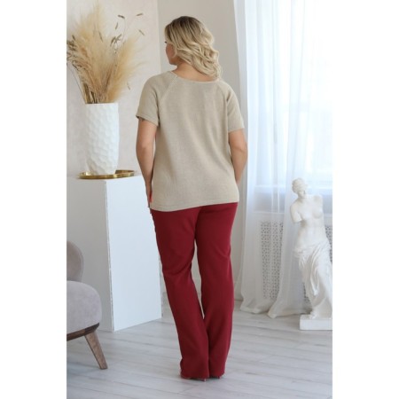 Female trousers, size 58, burgundy color-5