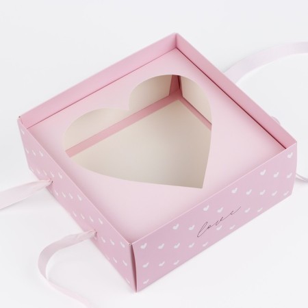 Box for flowers with a mold liner and PVC lid "Love", 23.5 x 23.5 x 15 cm-3