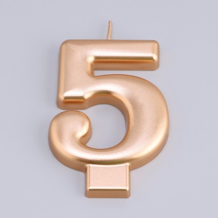 Candle for the Cake "European Giant", a number 5, 7 cm, pink gold-2