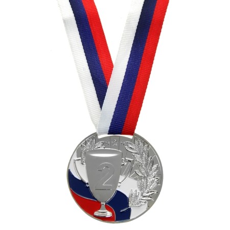 Prize medal 013 diam 5 cm. 2 place, tricolor. Color ser. With a ribbon-2