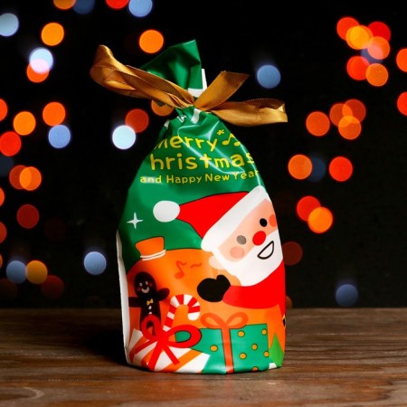 Polyethylene gift package "Merry Christmas!", With ties, 15*23cm