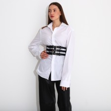Corset on buckles, height 10 cm, black color