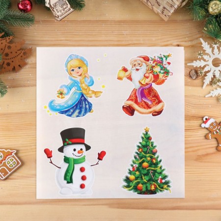 A set of stickers on the windows "New Year" 4 stickers in a set, 14.3 x 16 cm-1