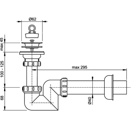 Siphon Alcaplast a412 "S", for the washbasin, diameter 40 mm, with stainless peel, diameter 63 mm-1