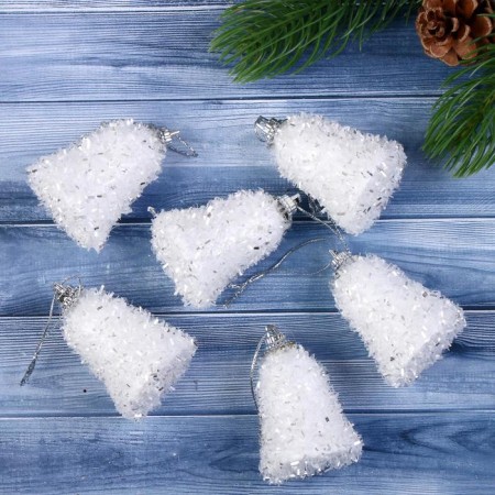 Jewelry decoration "Snow bells" (set 6 pcs) 4x4.5 cm, white