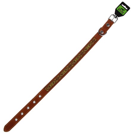 Leather collar with braid, 39-51 x 2.5 cm, mix-2