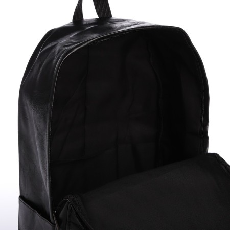 City backpack of artificial leather with lightning, 3 pockets, black color-5