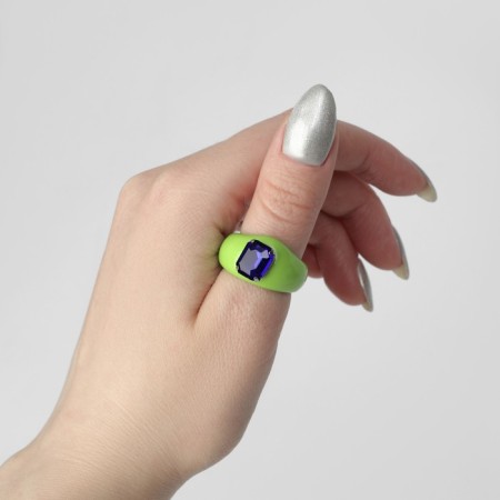 Ring "Shine" one insert, color blue-green, size 18-2