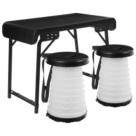 A set of furniture, folding: table, 2 light stools, black and white color-5