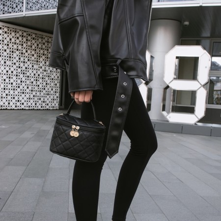 Female bag 16.5*9*10.5 department with a zipper, black-9