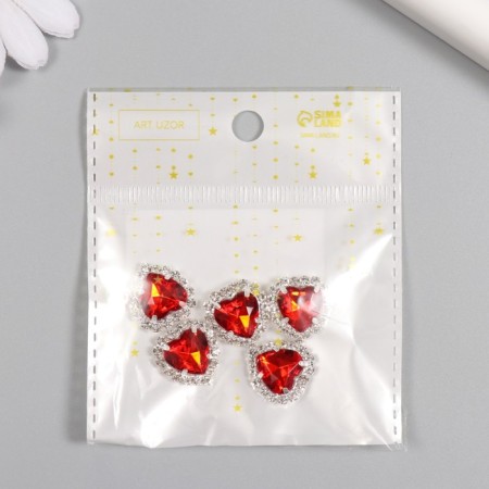 Decor for creativity Metal "Medalon Heart in Rhilizers" red 1.8x1.7 cm-3