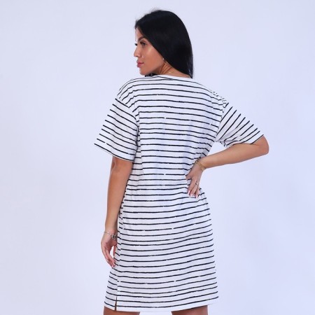 Homemade dress, color strip size 48-1