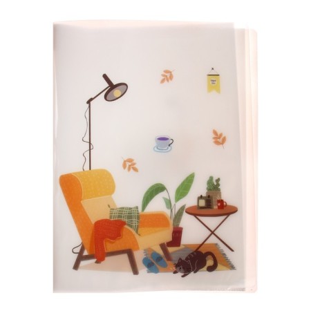 A4 folder with 30 transparent files "home coziness" plastic, 400 μm, mix