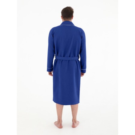 Male dressing gown with a hood, size 70, blue color-2