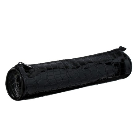 Penal-tubus for brushes, soft, 255 x 65 mm, 7k27, leatherette, reptile print, glossy, black-2