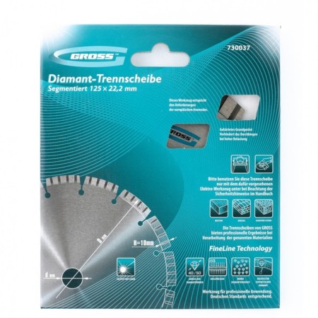 Diamond disk GROSS 730037, laser welding of turbo segments, dry cut, F125x22.2mm-2