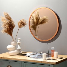 Wall mirror in a round case made of metal, d = 50, copper