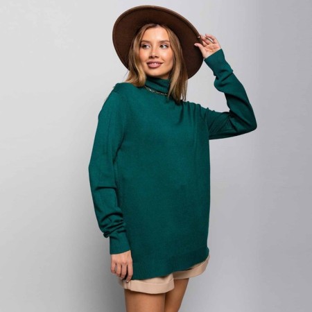 Turtleneck Women's Color Emerald, ONE SIZE (46-50)-1