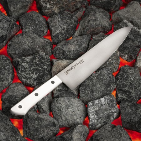 Kitchen knife samura harakiri, chef, blade 20.8 cm, white hilt-1