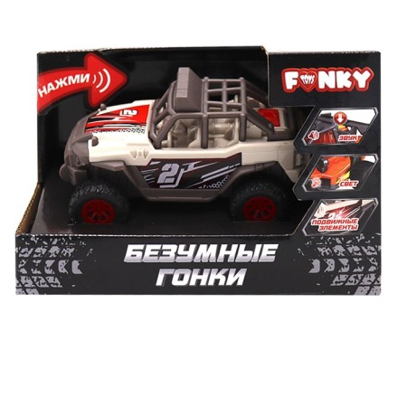 Funky Toys machine "Crazy races. Jeep ", with light and sound, 12 cm, red-white color-2