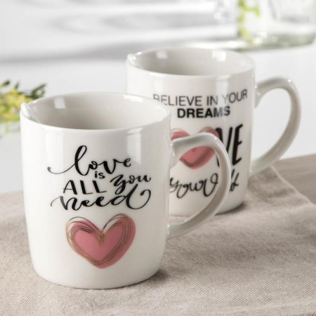 Ceramic mug with a spoon “Made with love”, 240 ml, Mix drawing-1