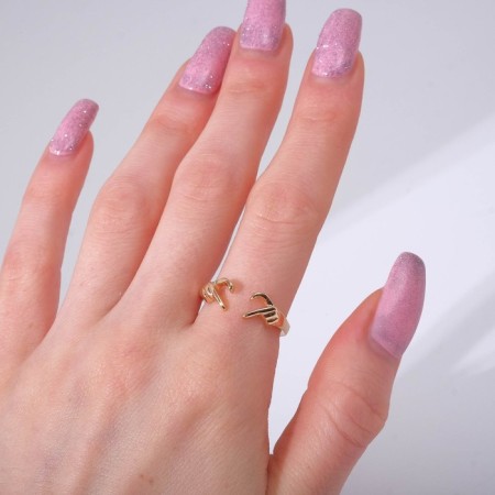 Ring "heart" from hands, color gold, dimensionless-1