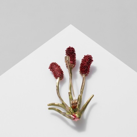 Brooch "Kamysh", the color of purple-green in gold-1