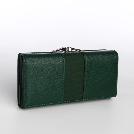 Women's wallet on magnet, green color