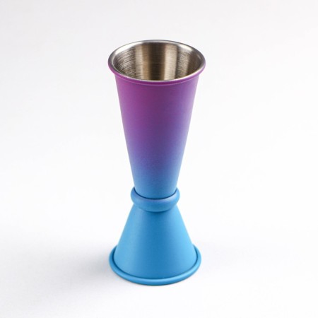 Jigger Flume, 15/30 ml, stainless steel, blue-violet color